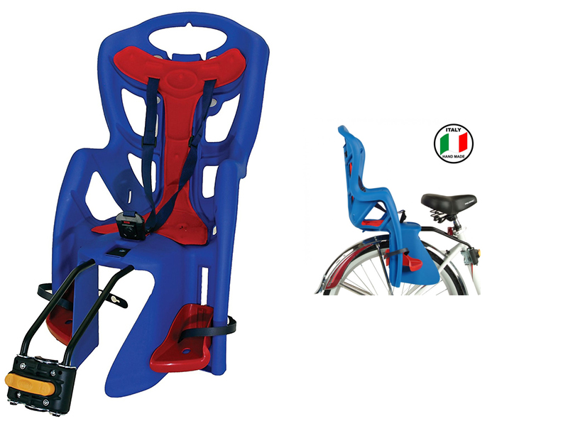 BELLELLI Сидение заднее Pepe Standard, на велосипед 29, синее с красной вставкой до 22кг
