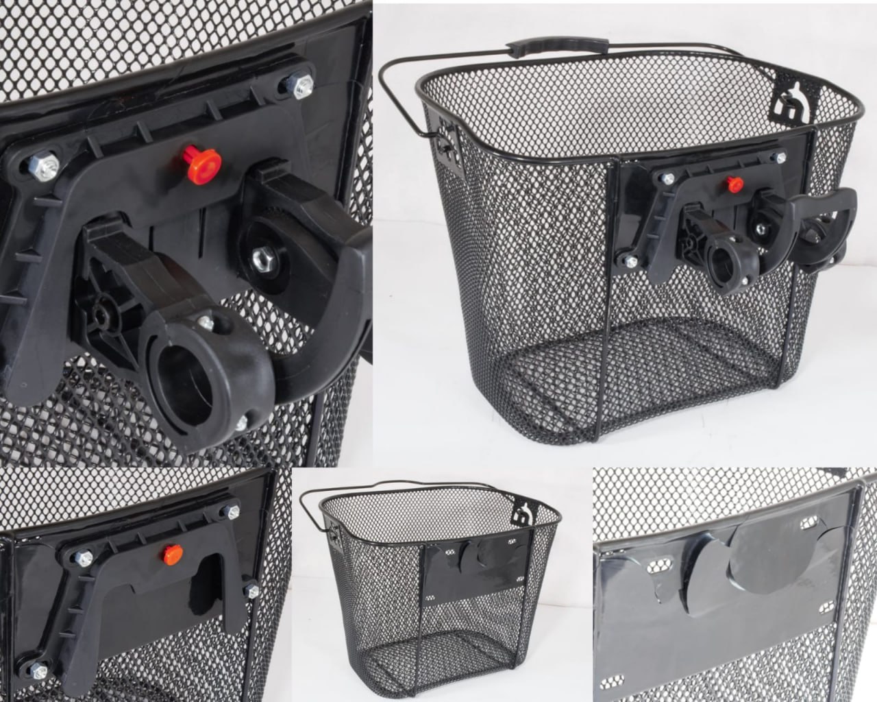 Корзина передняя,  350х260х270мм, быстросъемное крепление на руль 25.4мм, стальная, черная. На корзи