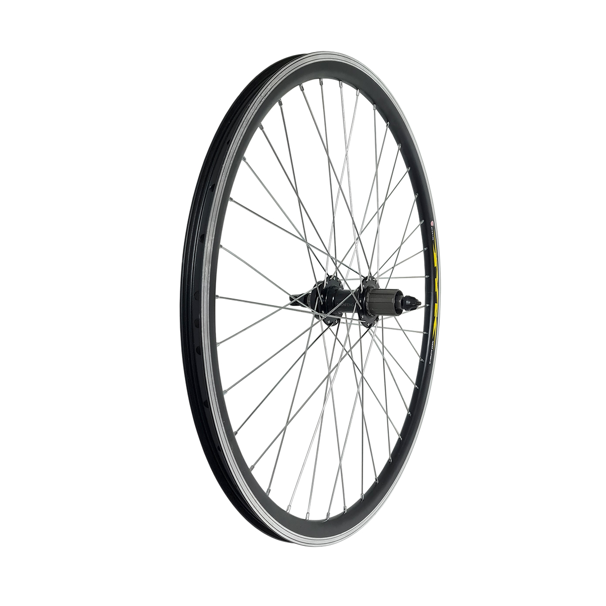 Колесо 27,5 заднее, обод двойной алюм. б/пист. чрный, алюм. втулка, под кассету 8-10ск, под диск 6 о