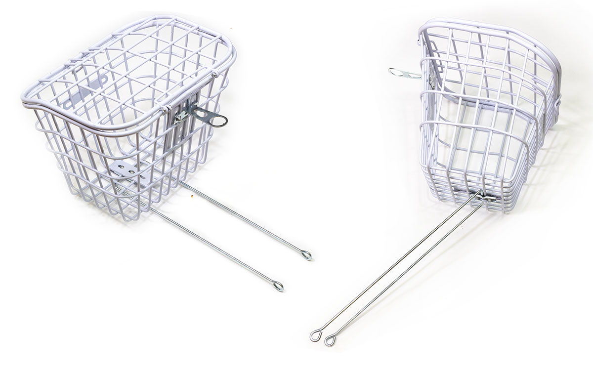 Корзина передняя, с крышкой, 340х250х270мм, крепление за рулевую колонку и переднюю ось, для велосип