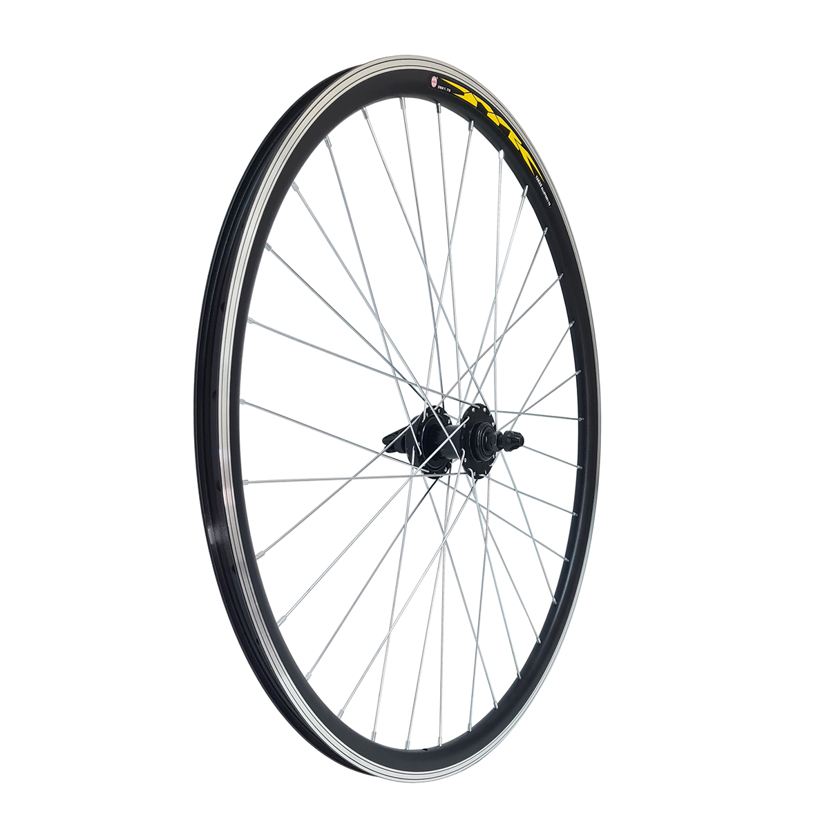 Колесо 24 переднее, обод двойной алюм. б/пист. чрный, втулка стальная , под диск 6 отв.,с эксцентрик