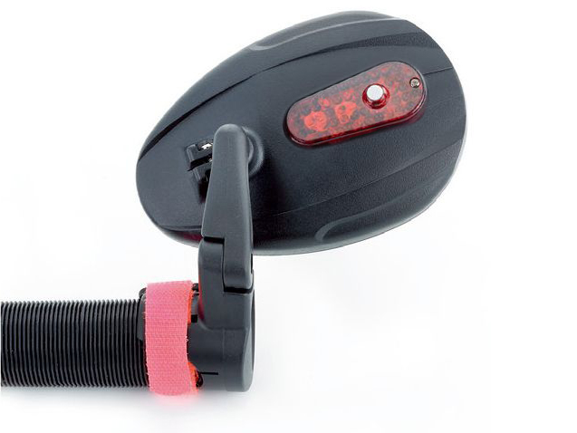 Зеркало DX-2200AVF с 6-диодной красной мигалкой, постоянный и 2 мигающих режима. Крепление на липучк