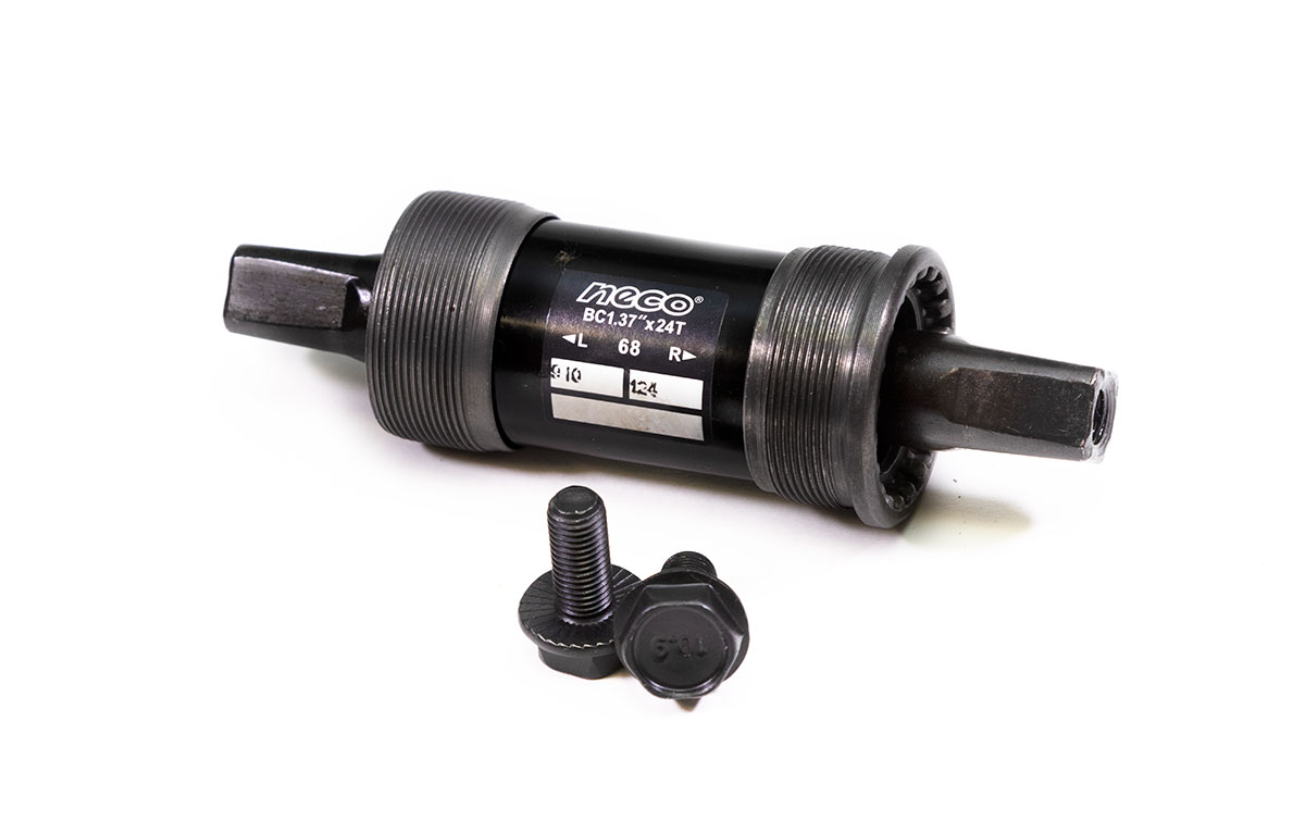 Каретка-картридж NECO, стальная, под стакан  68мм, квадратный вал, 119мм х1,37х24, черная (50)