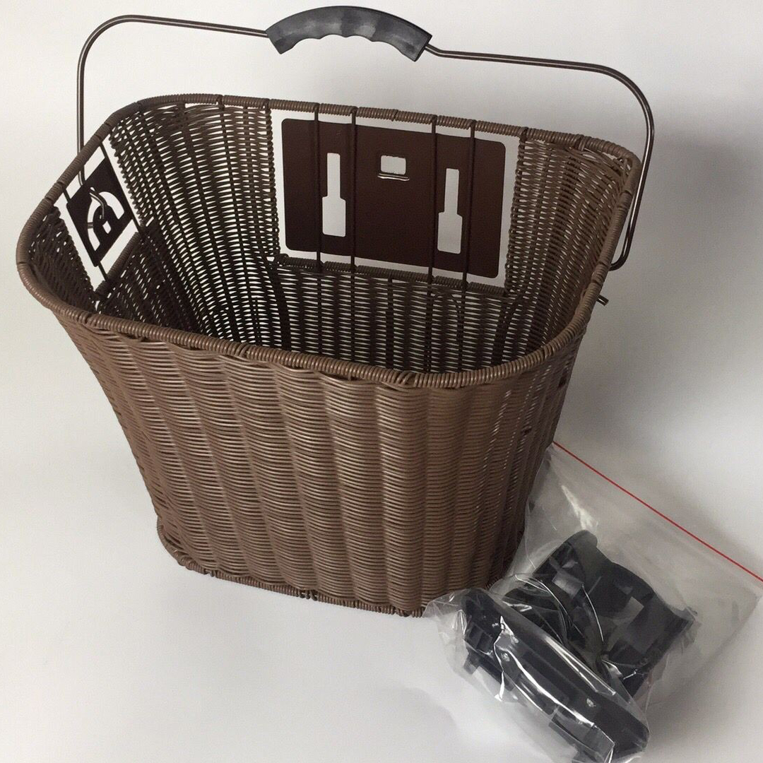 Корзина LX-142 передняя с ручкой, быстросъмная 340х275х250мм плетная коричневая