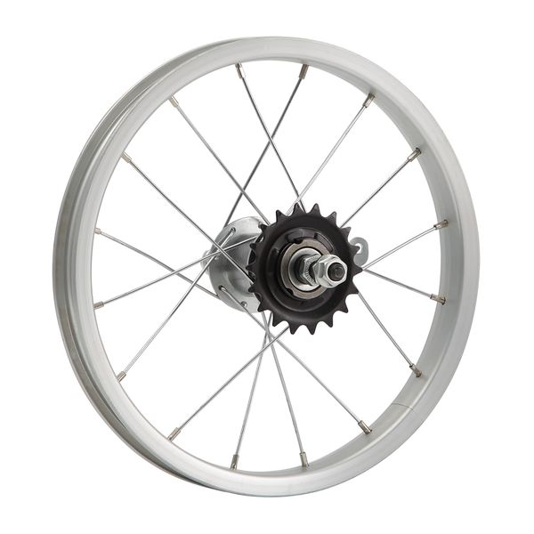 Колесо 14 заднее(без резины), одностенный алюм.обод 16 отв, втулка сталь DACHANG, гайка