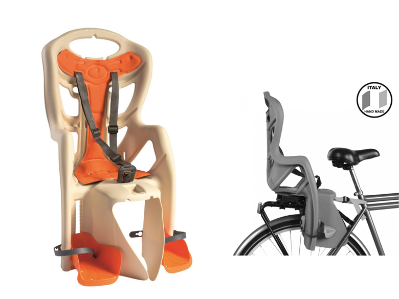 BELLELLI Сидение заднее Pepe Clamp, бежевое с оранжевой вставкой до 22кг